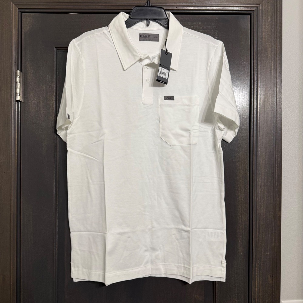 Figs Pro Men Technical Pique Scrub Polo White M22WW1004 Pima Cotton Small NWT